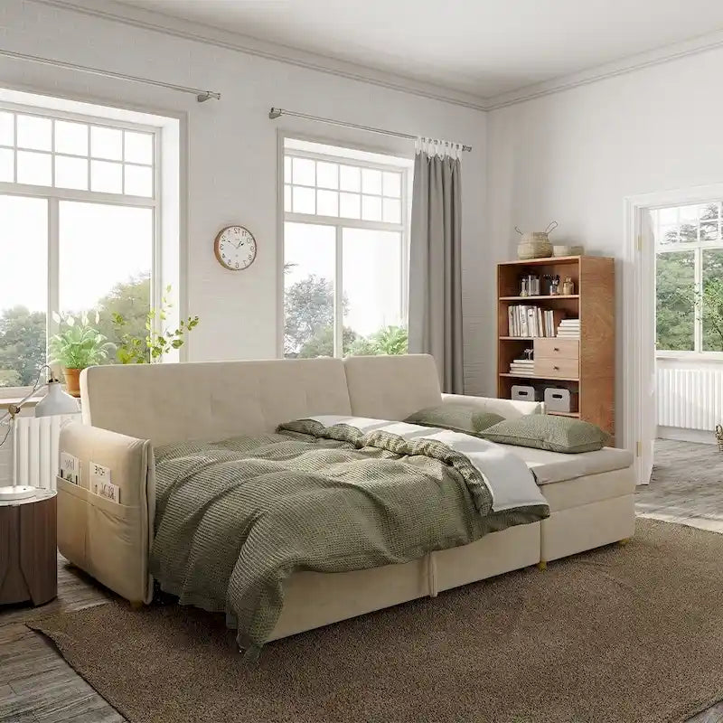 98.43 Modern Minimalist L Shape Sofa BedAnti-scratch and Water-proof, Solid Wood Frame