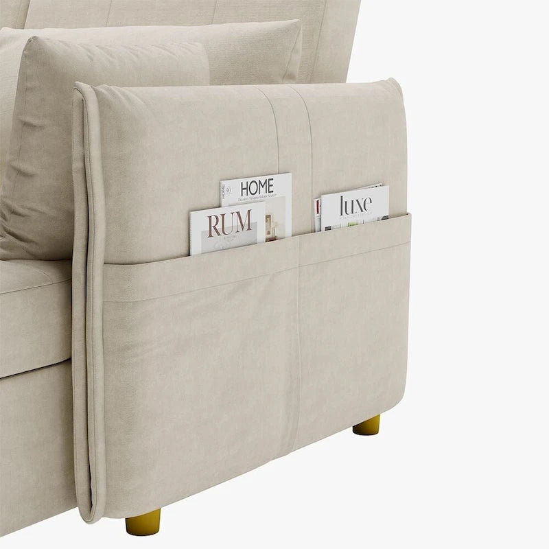 98.43 Modern Minimalist L Shape Sofa BedAnti-scratch and Water-proof, Solid Wood Frame