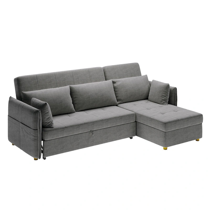 98.43 Modern Minimalist L Shape Sofa BedAnti-scratch and Water-proof, Solid Wood Frame