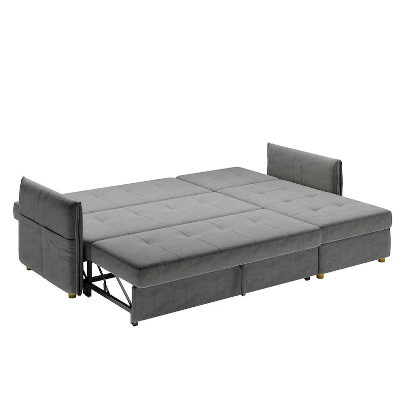 98.43 Modern Minimalist L Shape Sofa BedAnti-scratch and Water-proof, Solid Wood Frame