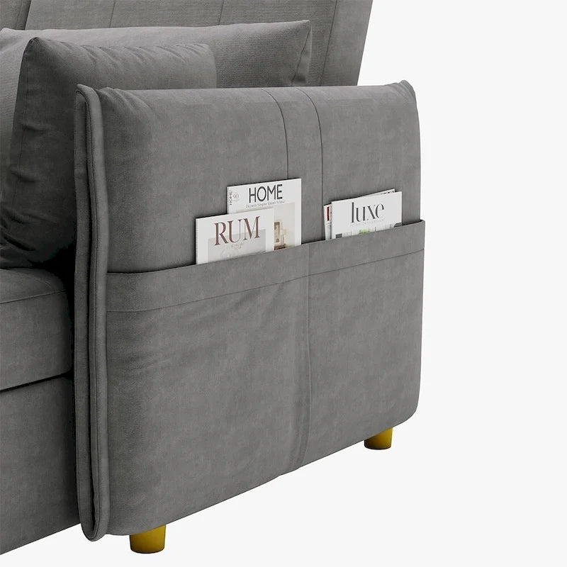 98.43 Modern Minimalist L Shape Sofa BedAnti-scratch and Water-proof, Solid Wood Frame