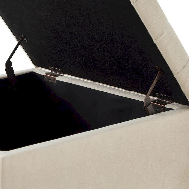 Large Square Storage Ottoman Upholstered Button Tufted Coffee Table - 30W x 30D x 18H.