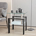 Modern Tempered Glass Tea Table Coffee Table End Table Square Table - 17.72L x 17.72 W x 20.5 H,