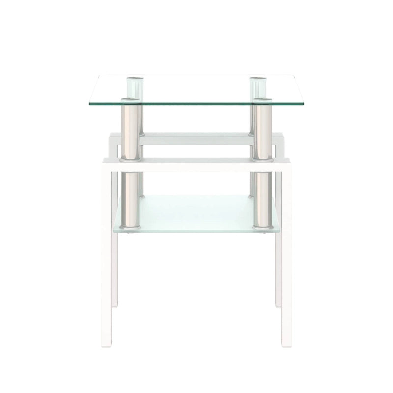 Modern Tempered Glass Tea Table Coffee Table End Table Square Table - 17.72L x 17.72 W x 20.5 H,