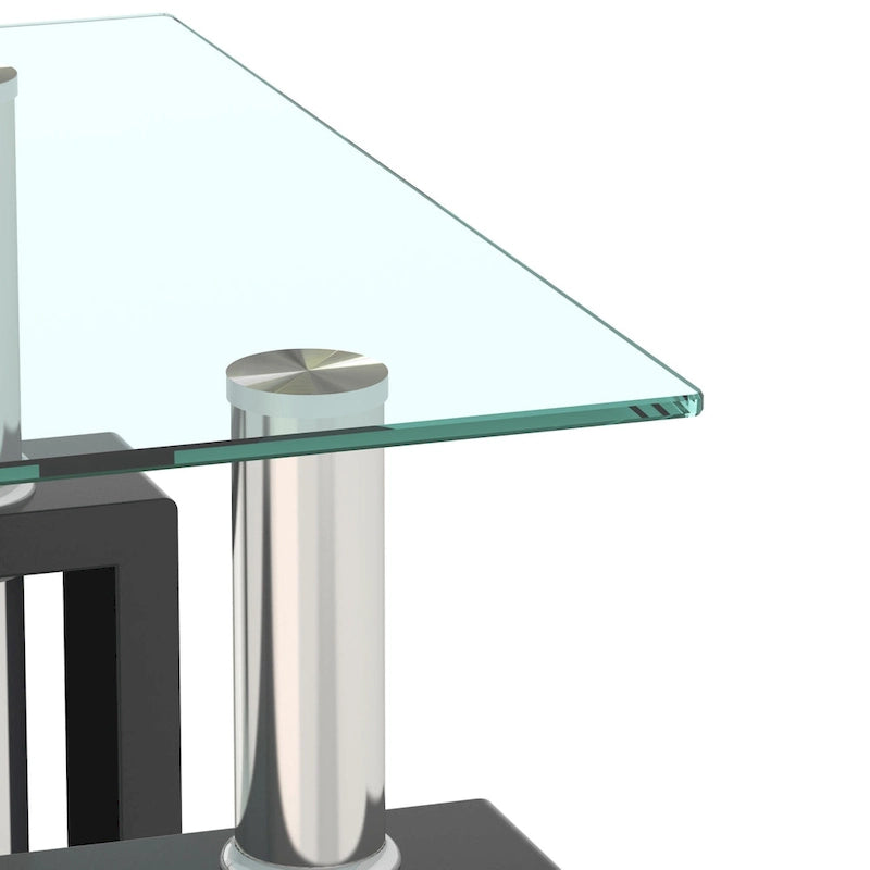 Modern Tempered Glass Tea Table Coffee Table End Table Square Table - 17.72L x 17.72 W x 20.5 H,