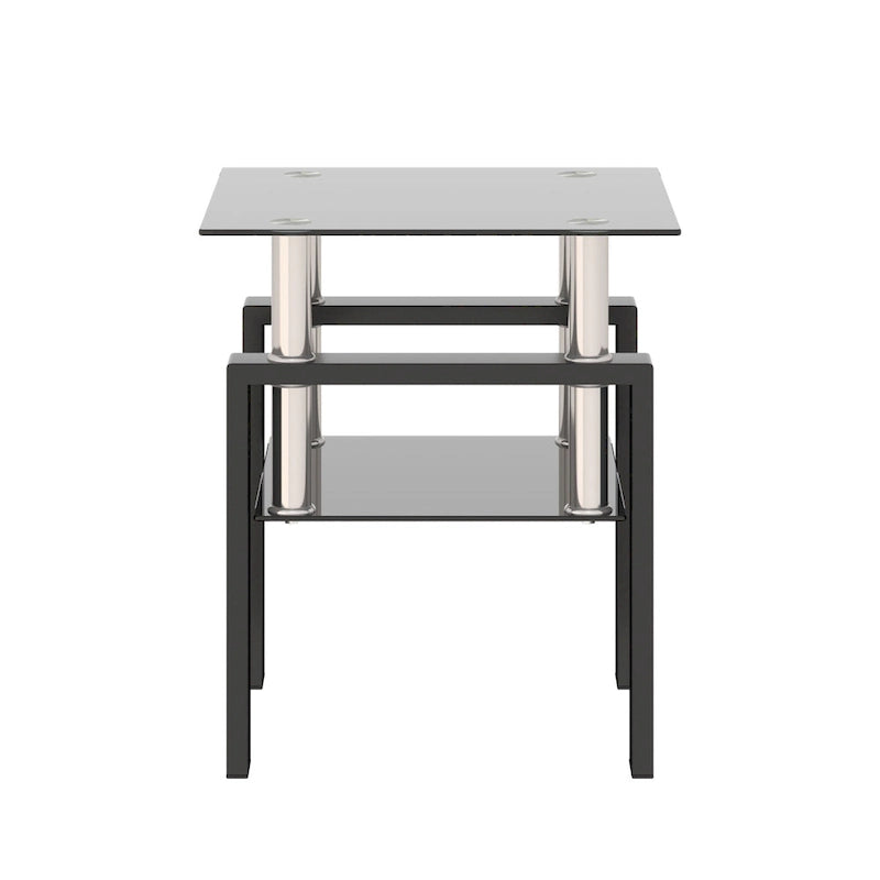 Modern Tempered Glass Tea Table Coffee Table End Table Square Table - 17.72L x 17.72 W x 20.5 H,