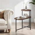 2-tier Modern Round End Table with Wood Storage Shelf