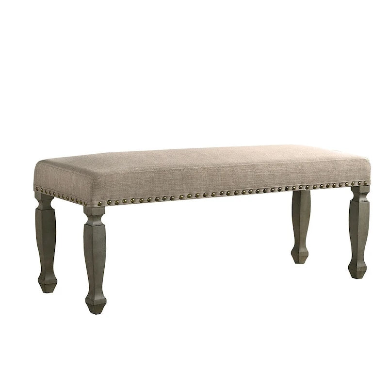 Upholstered Bench with Nailhead and Wood Frame