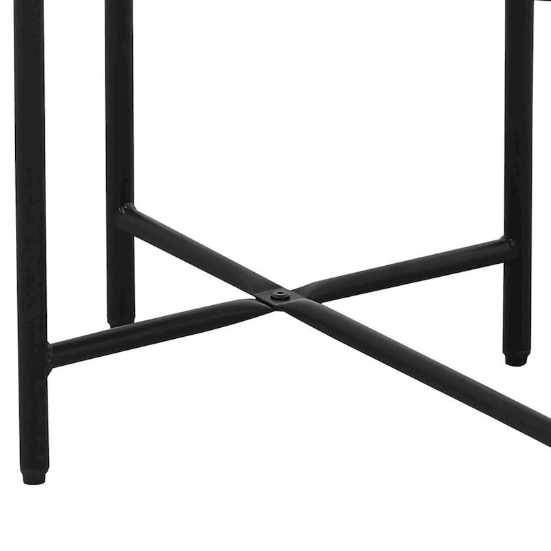 Minimalist Design Two-Tier Side Table with Adjustable Foot Pads, Black