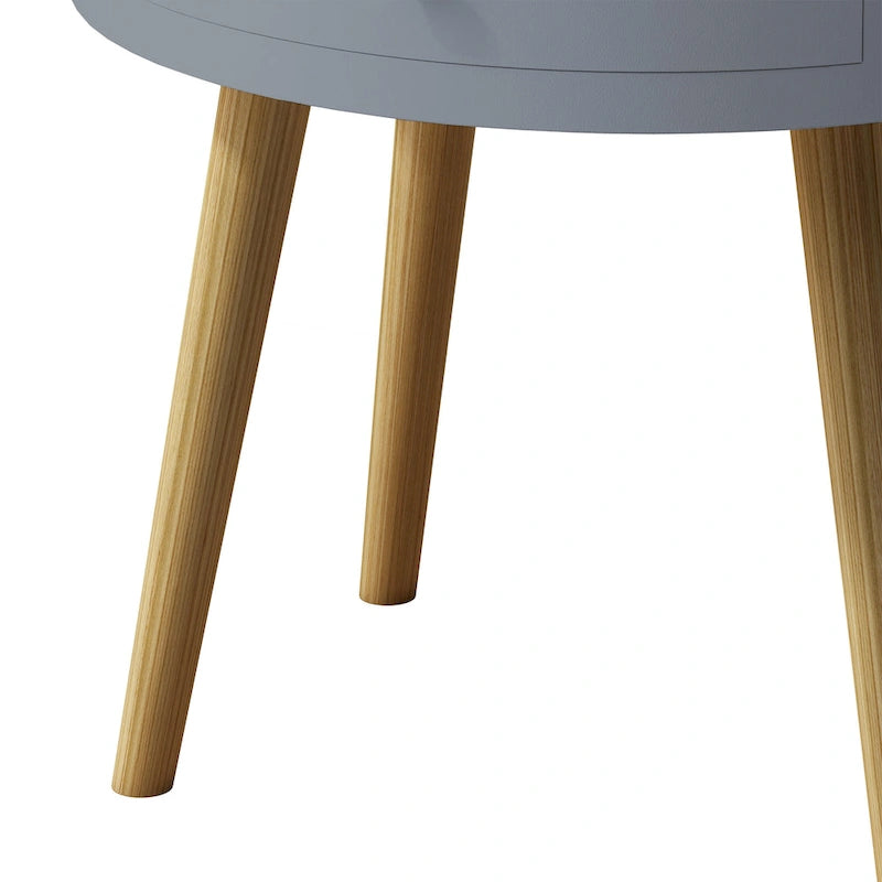 Modern Coffee Table with Drawer, Bedside Table, Sofa Side Table, Oak Table Legs, Suitable for Living Room and Bedroom