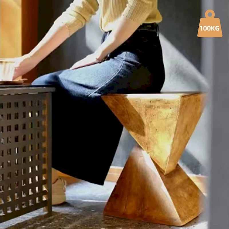 Modern Lightweight Concrete Side Table Accent Table Garden Patio - 12x12x18