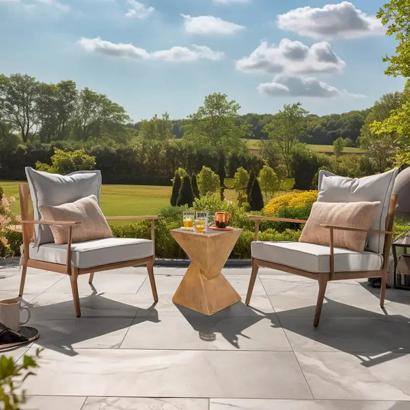 Modern Lightweight Concrete Side Table Accent Table Garden Patio - 12x12x18