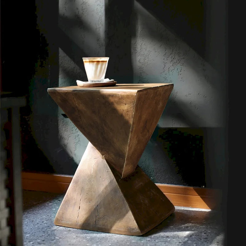 Modern Lightweight Concrete Side Table Accent Table Garden Patio - 12x12x18