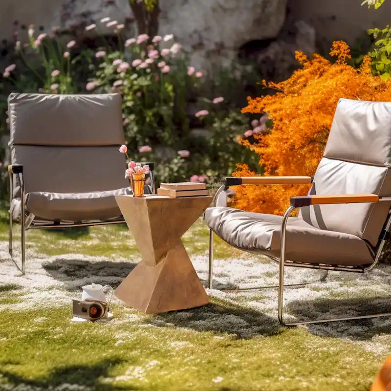 Modern Lightweight Concrete Side Table Accent Table Garden Patio - 12x12x18