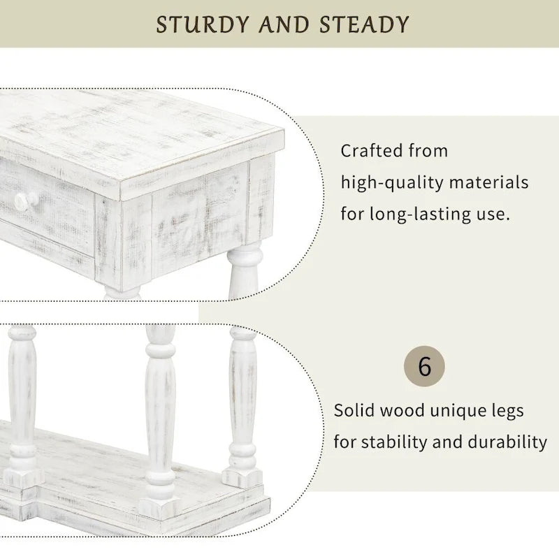 Retro Senior Console Table for Hallway Living Room Bedroom with 4 Storage Drawers and 1 Shelf