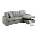 Faux Leather Convertible Sectional with Storage Space in Light Gray