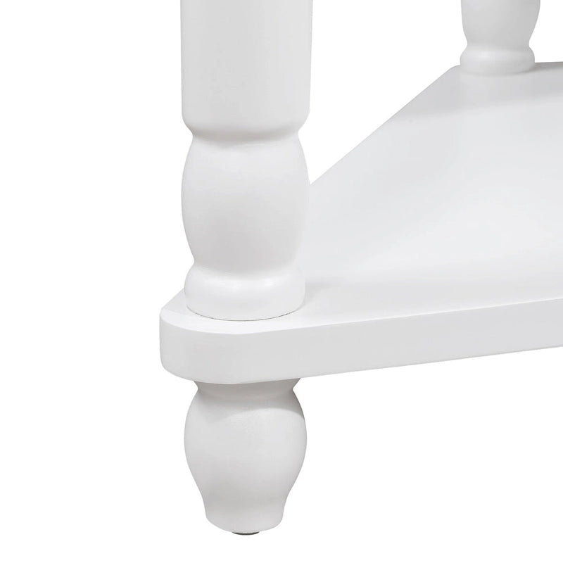 33.8Small Triangle Corner Table, Wood Side Table for Small Spaces Living Room, 3 Tier End Corner Table with Solid Wood Legs