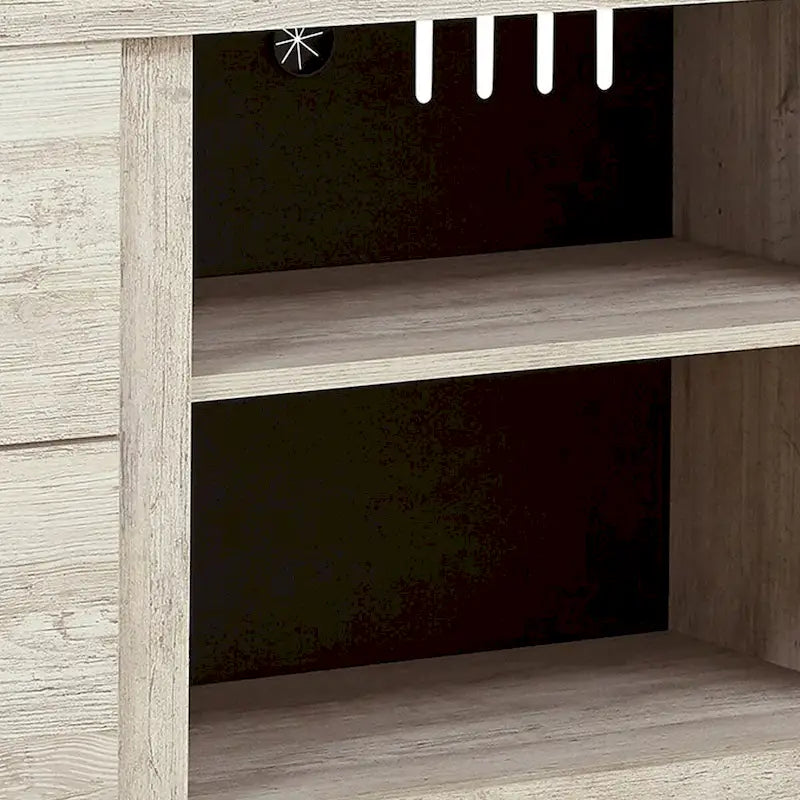 60 Inch Rustic TV Media Entertainment Console, Round Handles, Wood, White