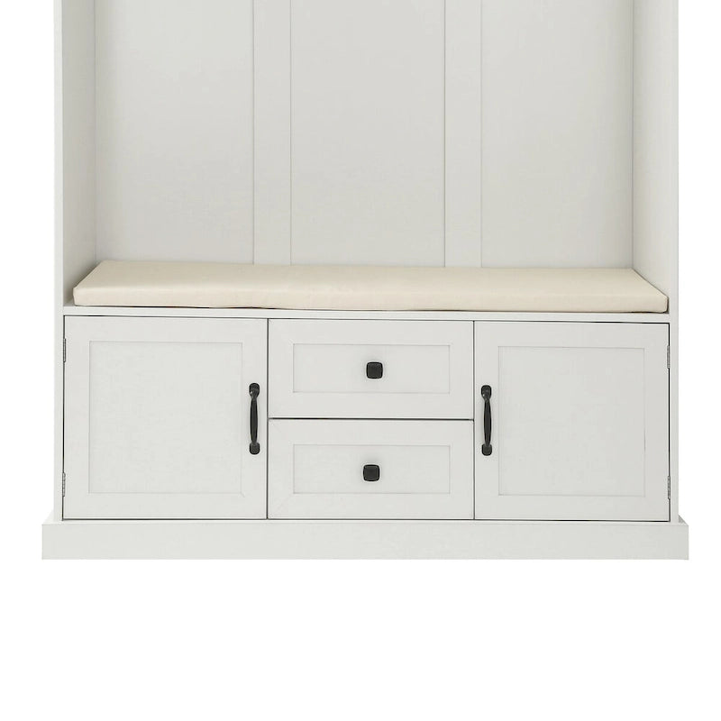 Hall Tree with 3 Hooks , Coat Hanger, Entryway Bench, Storage Bench, 3-in-1 Design, 47.2INCH, for Entrance, Hallway (Black)