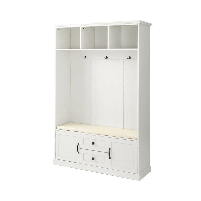 Hall Tree with 3 Hooks , Coat Hanger, Entryway Bench, Storage Bench, 3-in-1 Design, 47.2INCH, for Entrance, Hallway (Black)