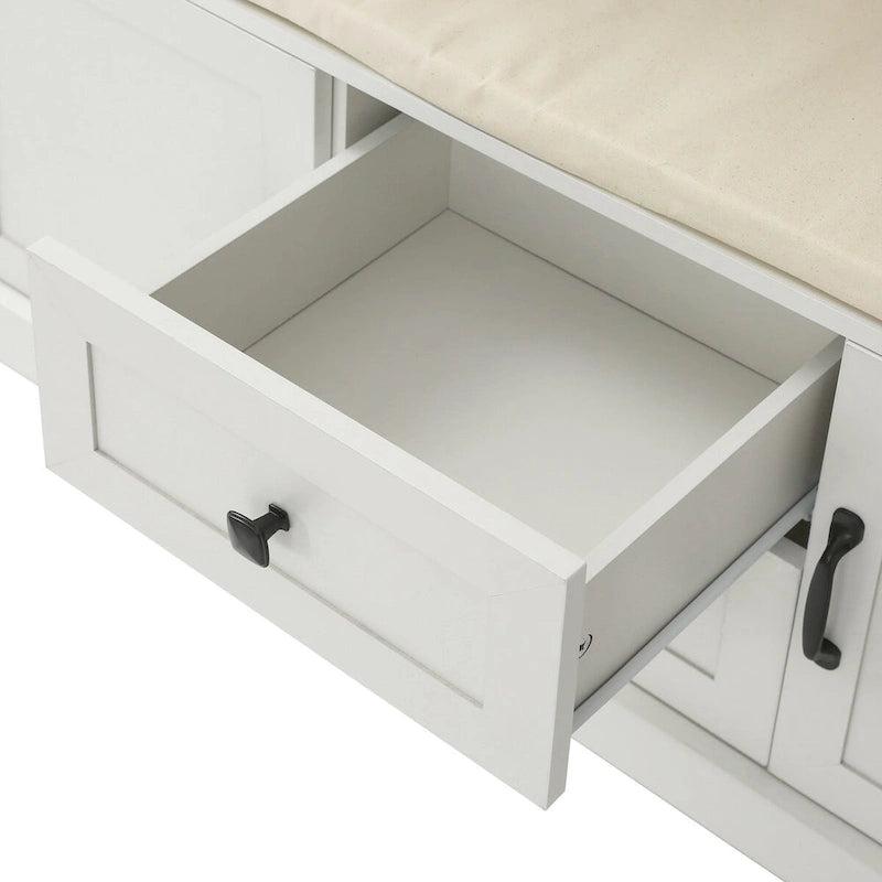 Hall Tree with 3 Hooks , Coat Hanger, Entryway Bench, Storage Bench, 3-in-1 Design, 47.2INCH, for Entrance, Hallway (Black)