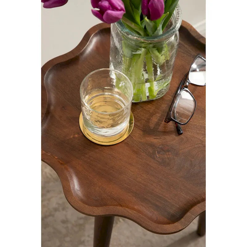 Kate and Laurel Alezar Scallop Wood Side Table