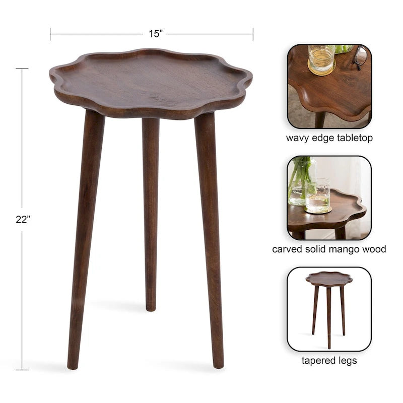 Kate and Laurel Alezar Scallop Wood Side Table