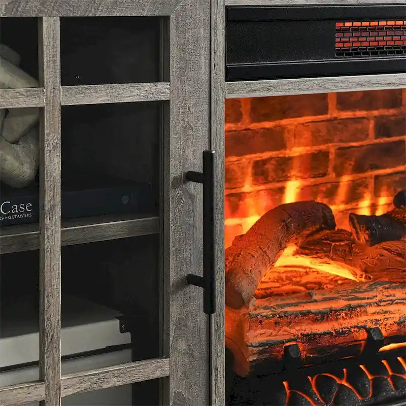 TV Media Stand with Electric Fireplace KD Inserts Heater - 55 inches