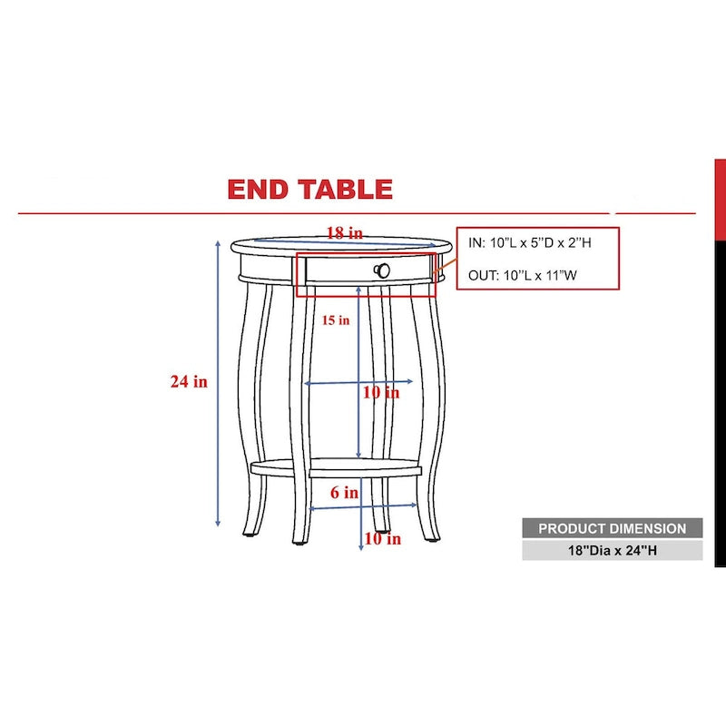 Traditional Style End Table