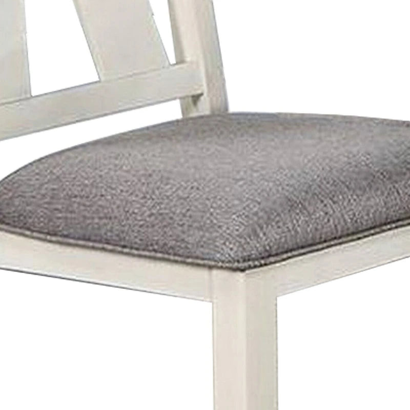 Lexi 24 Inch Classic Dining Side Chair, Padded Seat, Set of 2, Gray, White