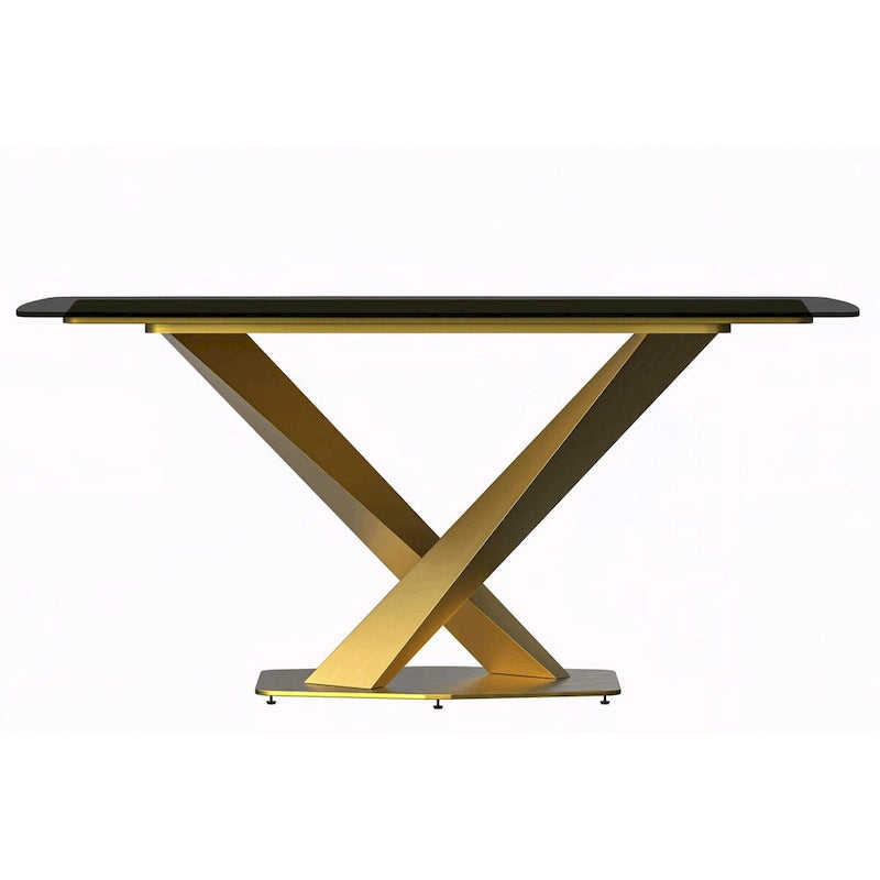 Voren Dining Table with Rectangular Top and Stainless Steel Base