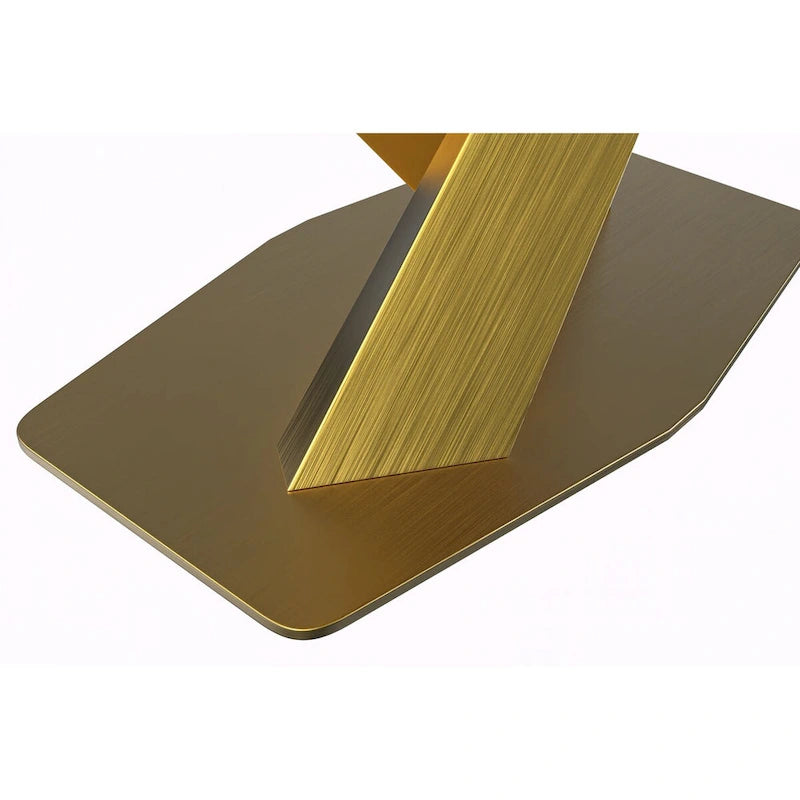 Voren Dining Table with Rectangular Top and Stainless Steel Base