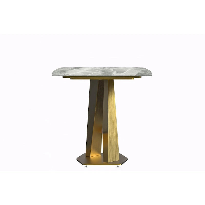 Voren Dining Table with Rectangular Top and Stainless Steel Base