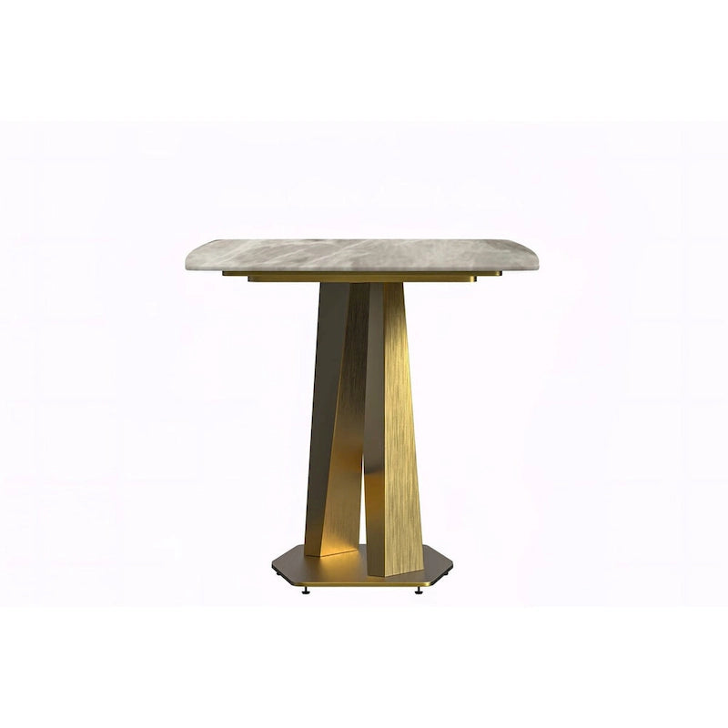 Voren Dining Table with Rectangular Top and Stainless Steel Base