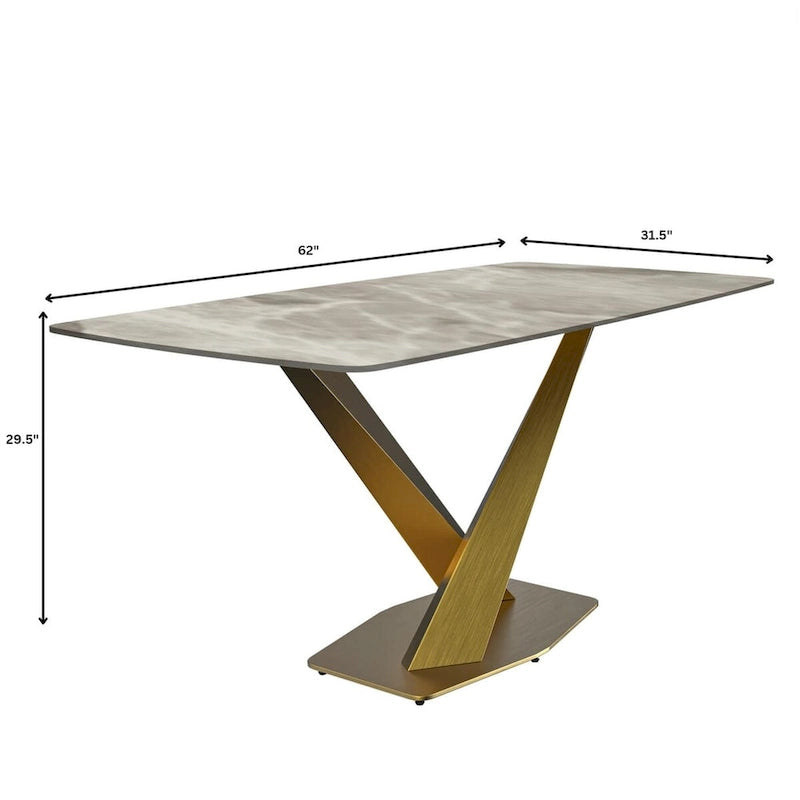 Voren Dining Table with Rectangular Top and Stainless Steel Base
