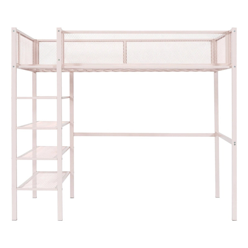 Twin Loft Bed with Four Shelves