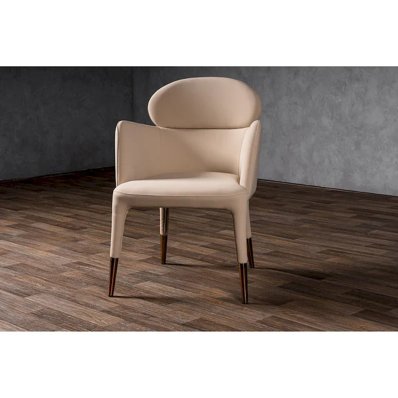 Modrest Shannon Modern Beige Vegan Leather & Rosegold Dining Chair