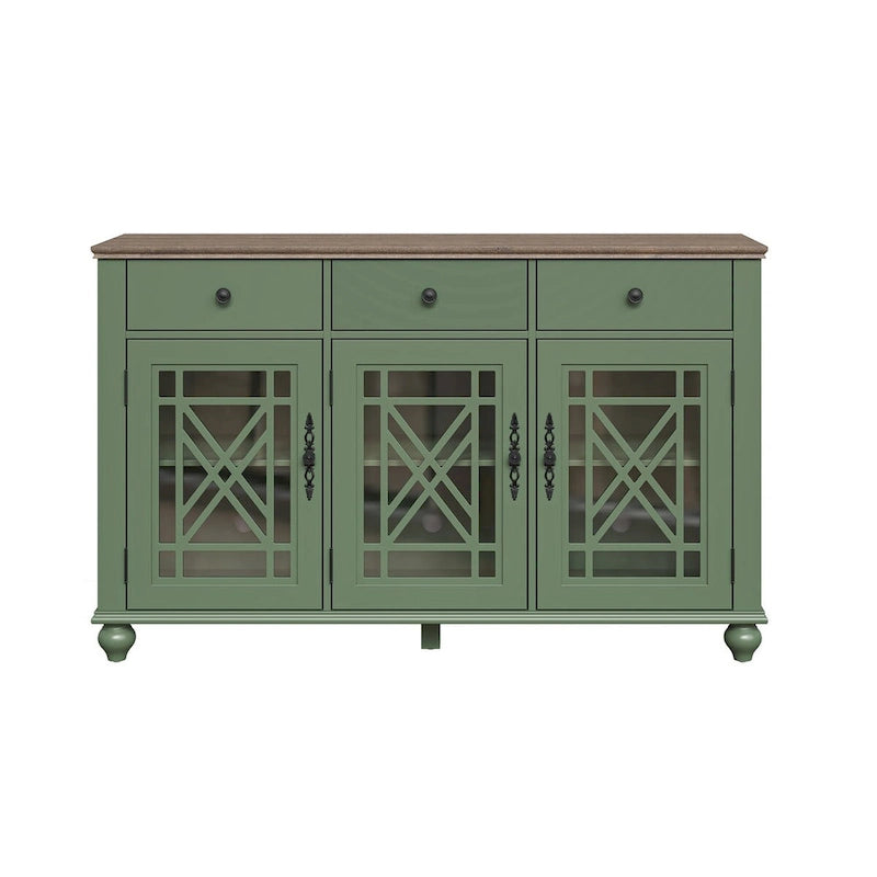 55 Vintage Style Kitchen Accent Buffet Sideboard Cabinet w/ Drawers - 55 in Width