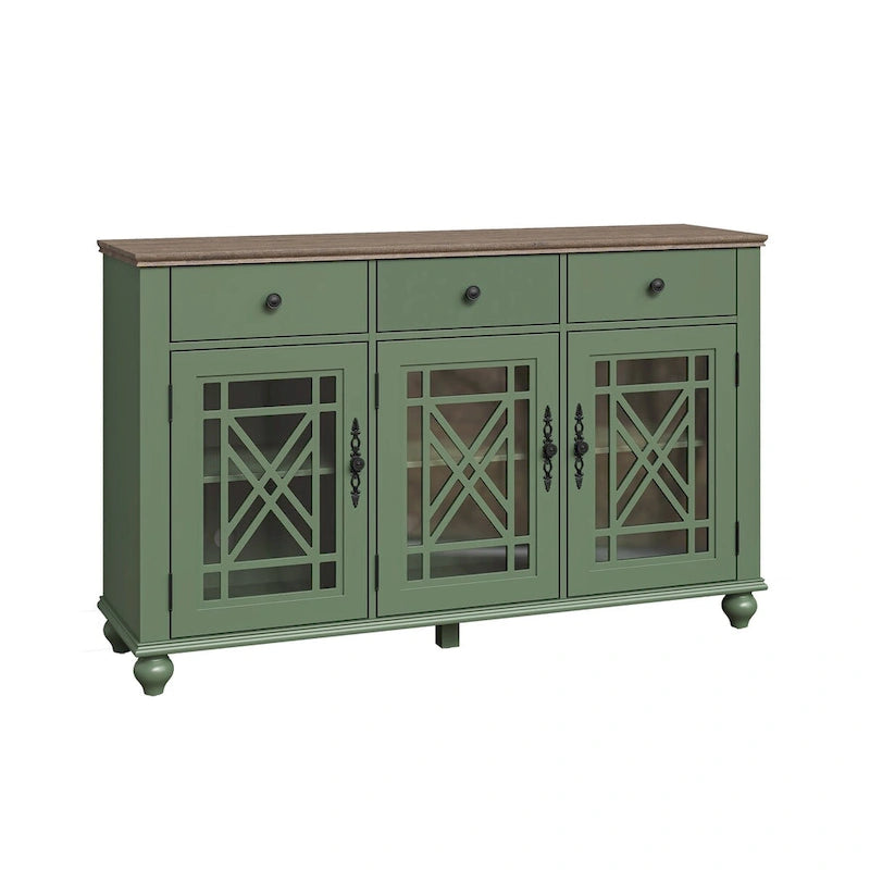 55 Vintage Style Kitchen Accent Buffet Sideboard Cabinet w/ Drawers - 55 in Width