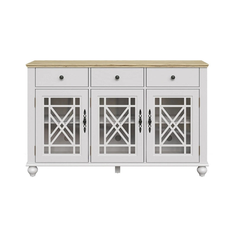 55 Vintage Style Kitchen Accent Buffet Sideboard Cabinet w/ Drawers - 55 in Width