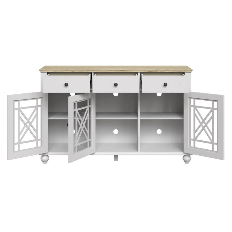 55 Vintage Style Kitchen Accent Buffet Sideboard Cabinet w/ Drawers - 55 in Width