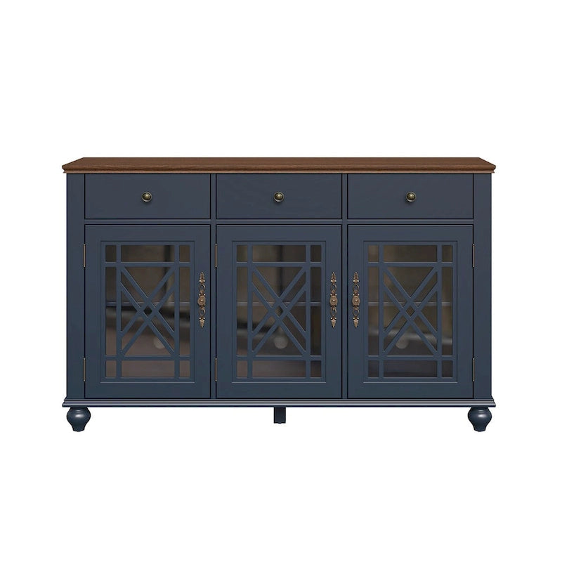 55 Vintage Style Kitchen Accent Buffet Sideboard Cabinet w/ Drawers - 55 in Width