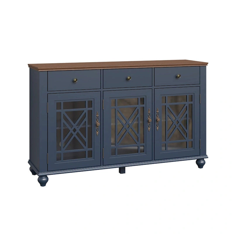 55 Vintage Style Kitchen Accent Buffet Sideboard Cabinet w/ Drawers - 55 in Width