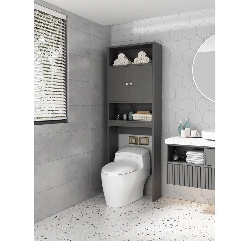 Home Bathroom Shelf Over-The-Toilet, Bathroom Storage Cabinet Organizer Space Saver