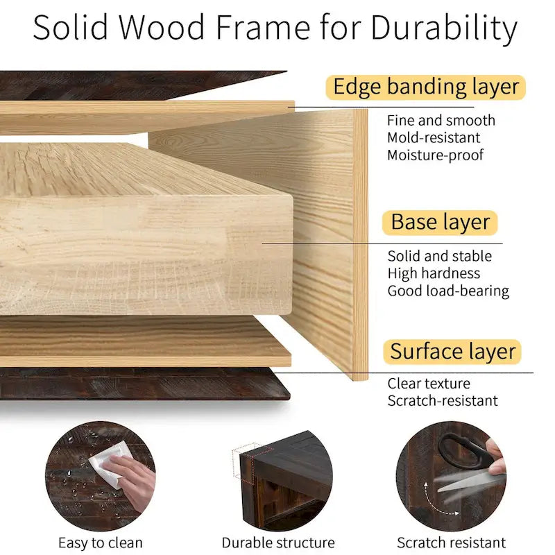 Retro Distressed Wooden TV Stand for TVs up to 65 Inches, Entertainment Center Media Console with 6 Drawers and 3 Shelves