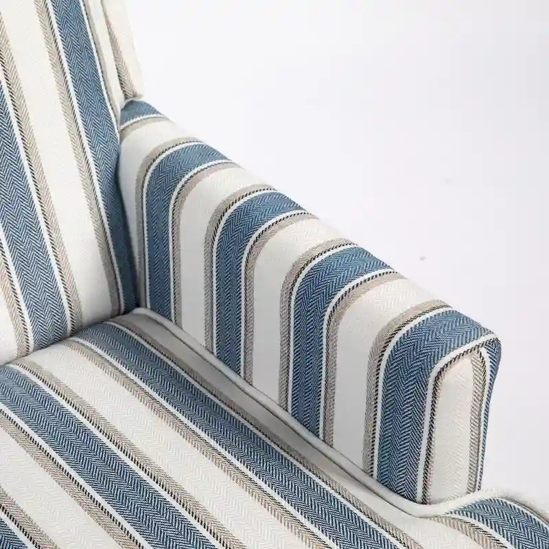 Linen Armchair with Blue and White Striped