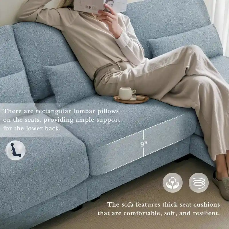 L-shaped Fabric Sectional Sofa with Reversible Chaise