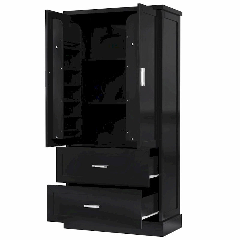 64 Tall Bathroom Storage Cabinet with Two Doors, Drawers