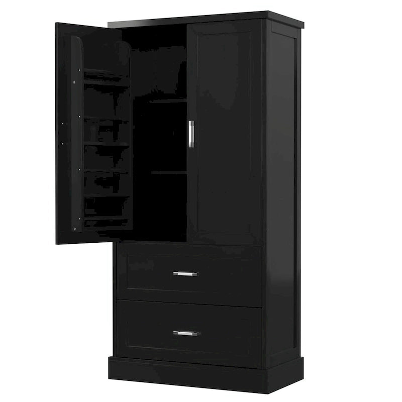 64 Tall Bathroom Storage Cabinet with Two Doors, Drawers