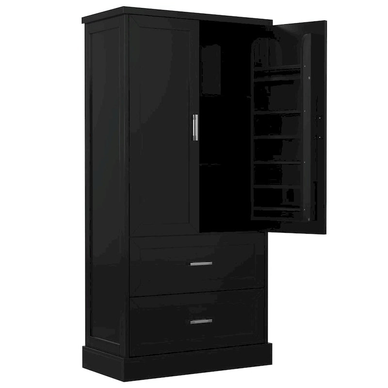 64 Tall Bathroom Storage Cabinet with Two Doors, Drawers